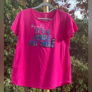 Vibrant Pink “Stay in Bed It’s a Jungle Out There” pajama top